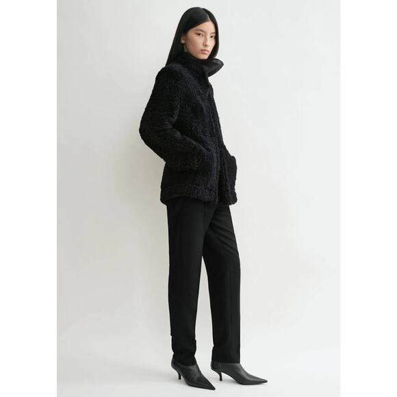 Toteme Cinched Shearling Jacket in Navy IT 40 US 8 - Picture 4 of 8